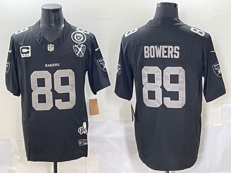 Men 2025 Oakland Raiders #89 Bowers Black Throwback Three generations Nike Limited NFL Jersey style 21->new york yankees->MLB Jersey